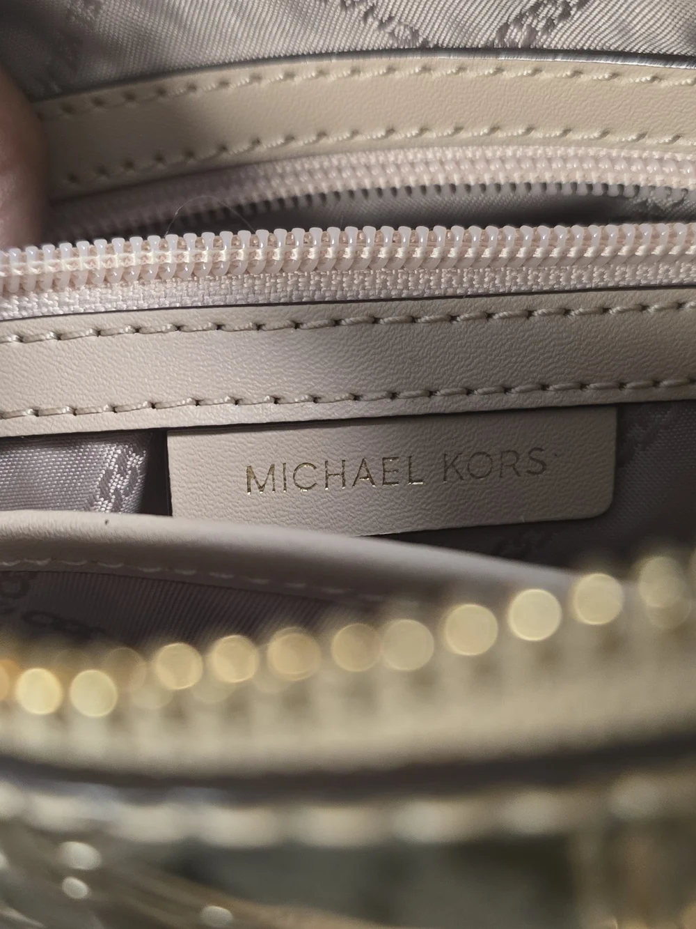 Michael Kors Gold MK Embossed Small Satchel Grayson